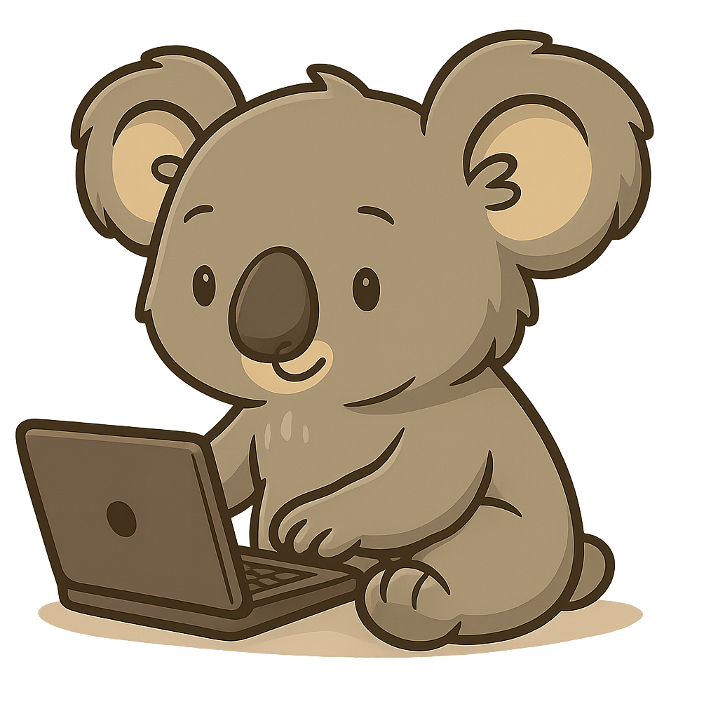 Koala z laptopem